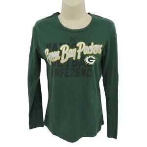 NFL Women Small Green Bay Packers Football Long Sleeve T Shirt Top All Cotton
